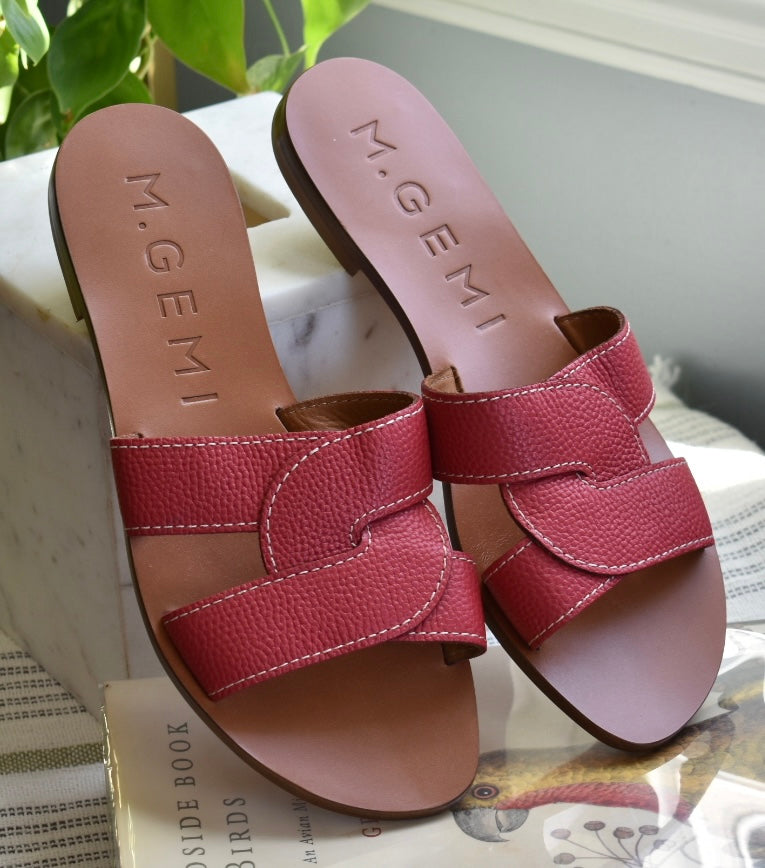 M.Gemi Red Leather Sandals