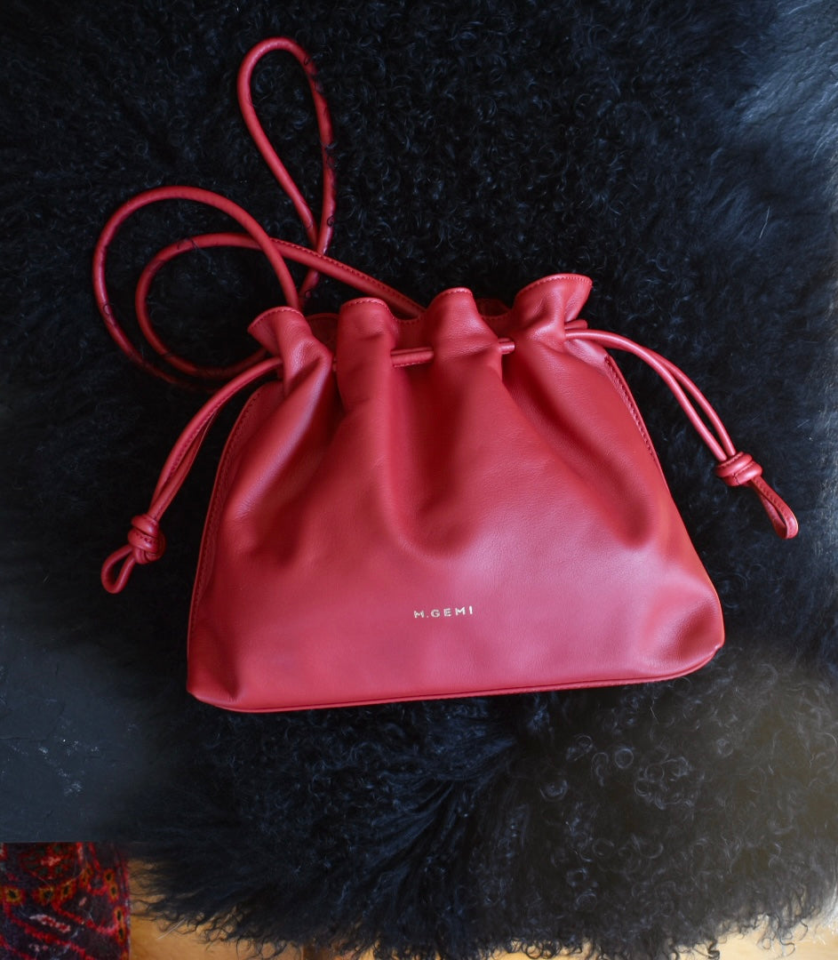 M Gemi Red Leather Bag
