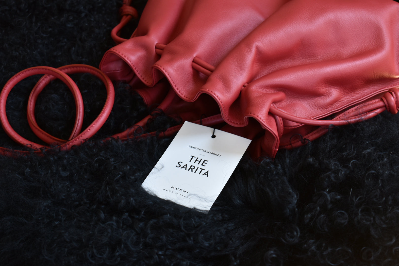 M Gemi Red Leather Bag